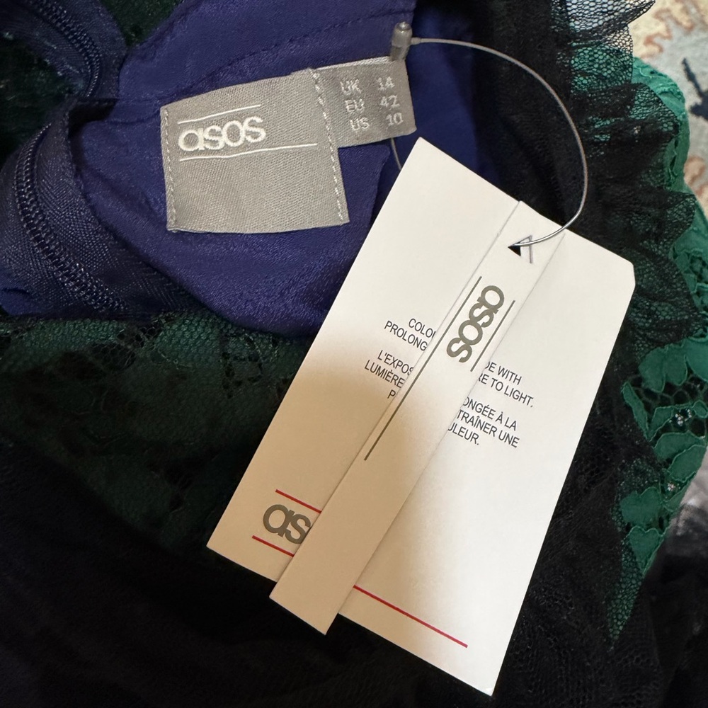 ASOS MWT mixed texture dress green/purple/black size 10 - Picture 6 of 6